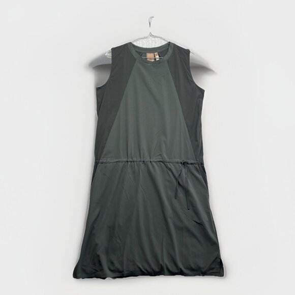 Indygena Laco Activewear Dress Drawstring Waist Pockets Dark Green  / Grey Sz S - Picture 1 of 14